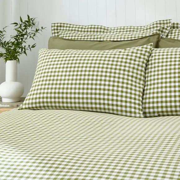Portloe Woven Gingham 100% Cotton Duvet Cover & Pillowcase Set 4