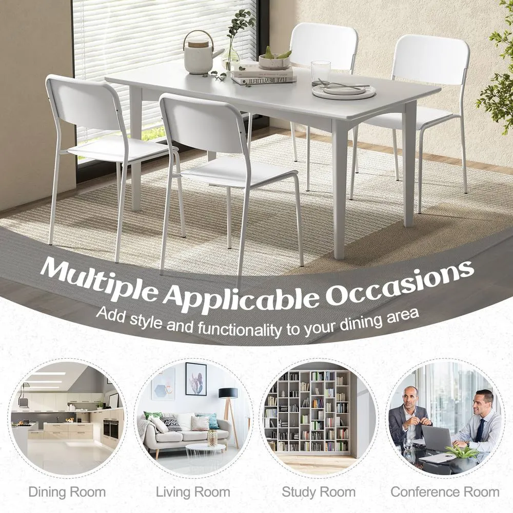 Costway Modern Dining Chairs Set of 4 Stackable Kitchen Chairs-White in White 4