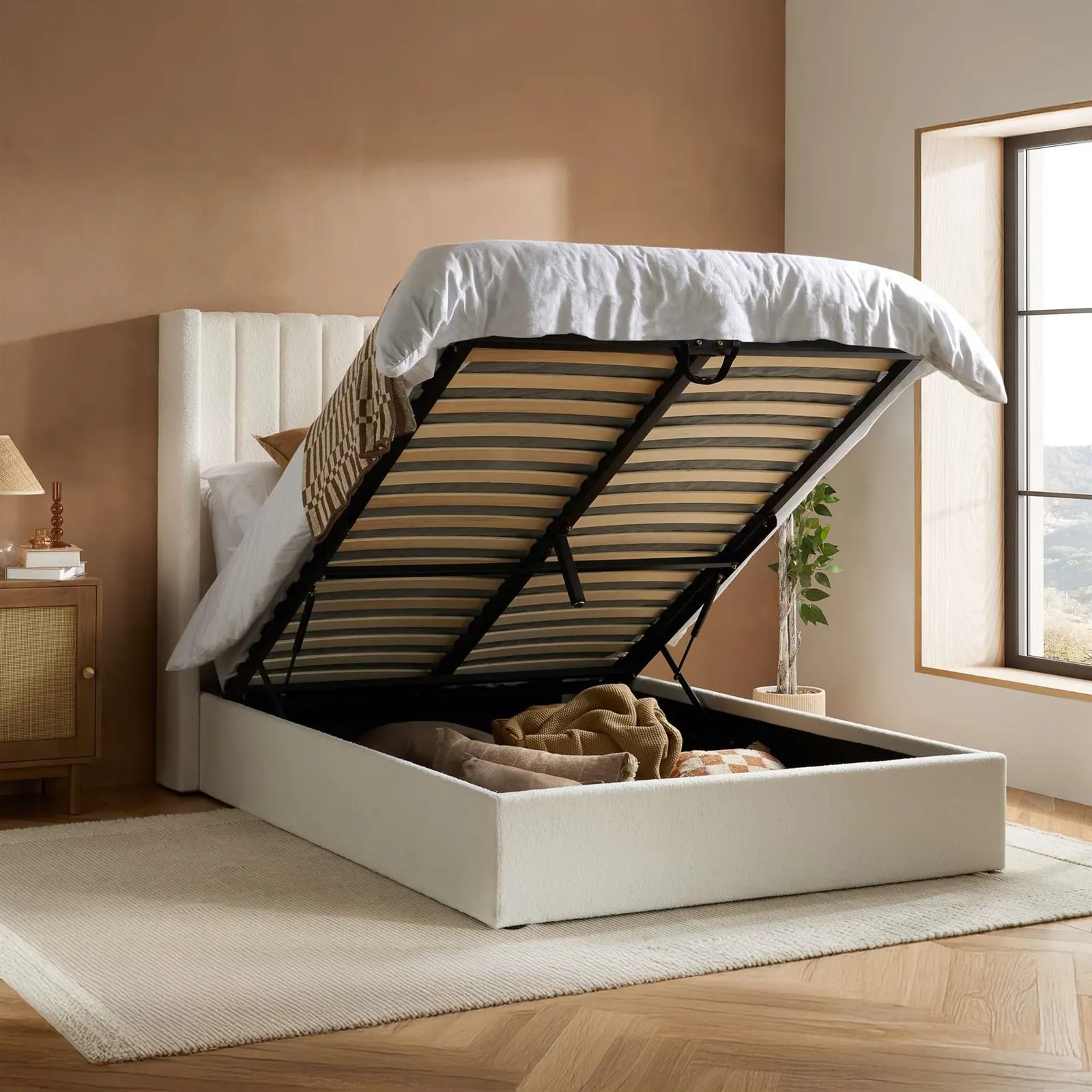 Birlea Maisey Ottoman White Boucle King Bed