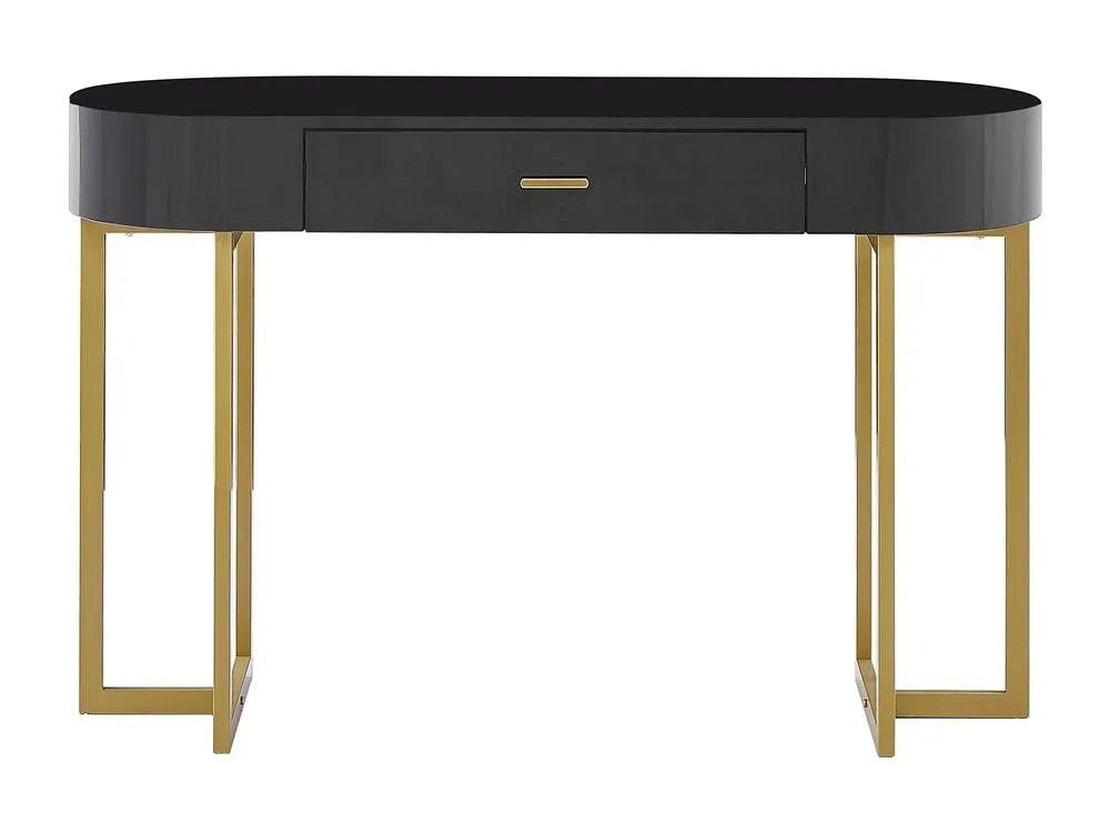 Vente-unique Console Desk With 1 Drawer - Lacquered MDF & Metal - Black & Gold 5
