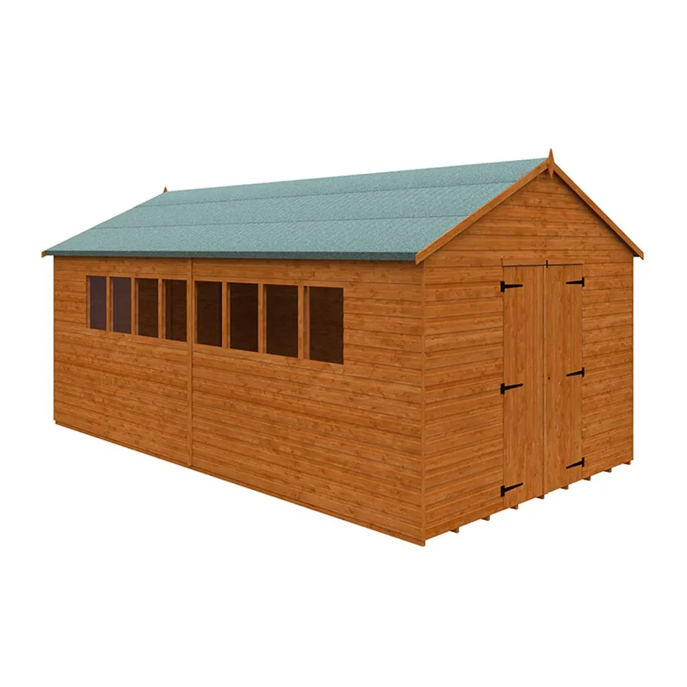 Buttercup Farm 18 x 10 Feet Xl Workshop 12mm Shed - L535 x W295 x H268.5 cm in Burnt Orange