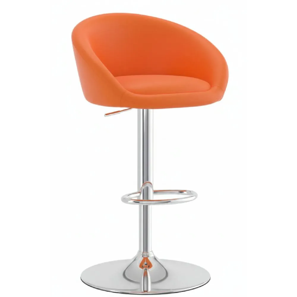 netfurniture Lombardy Kitchen Breakfast Bar Stool - Orange Seat Chrome Frame