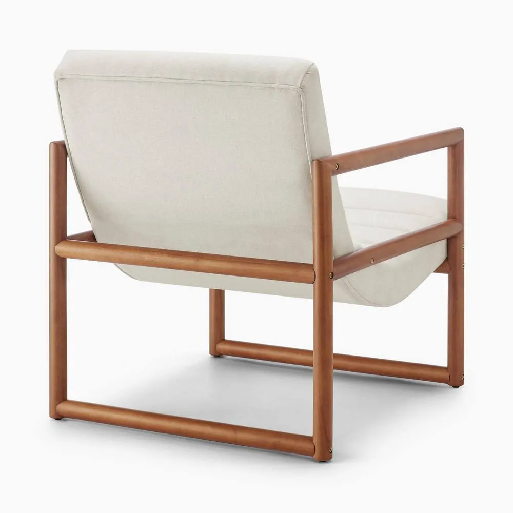 FurnitureboxUK Cassia Beige Fabric Mid Century Modern Accent Chair 5