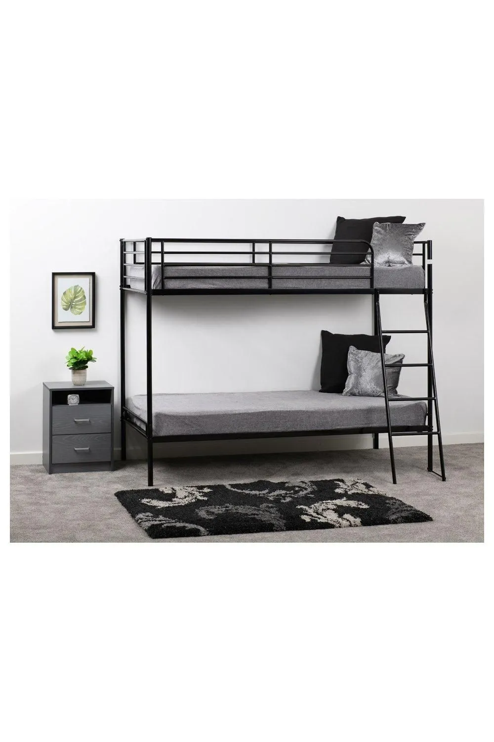 Seconique Brandon 3' Single Bunk Bed in Black 1