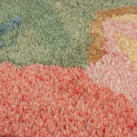 Painted Floral Wool Rug 2