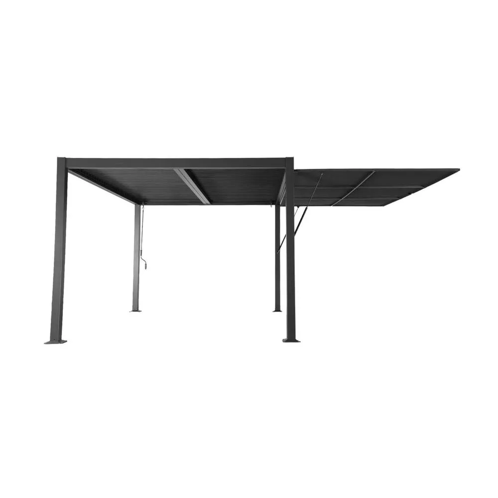 sweeek Louvered pergola 4x3m & 4m awning in Dark Grey 3
