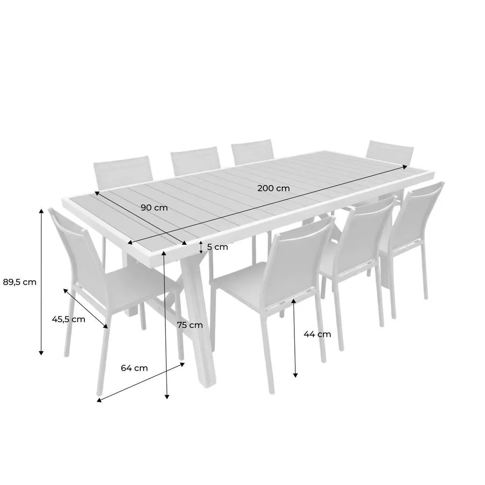 sweeek Acacia wood & aluminium garden table + 8 chairs in Dark Grey 5