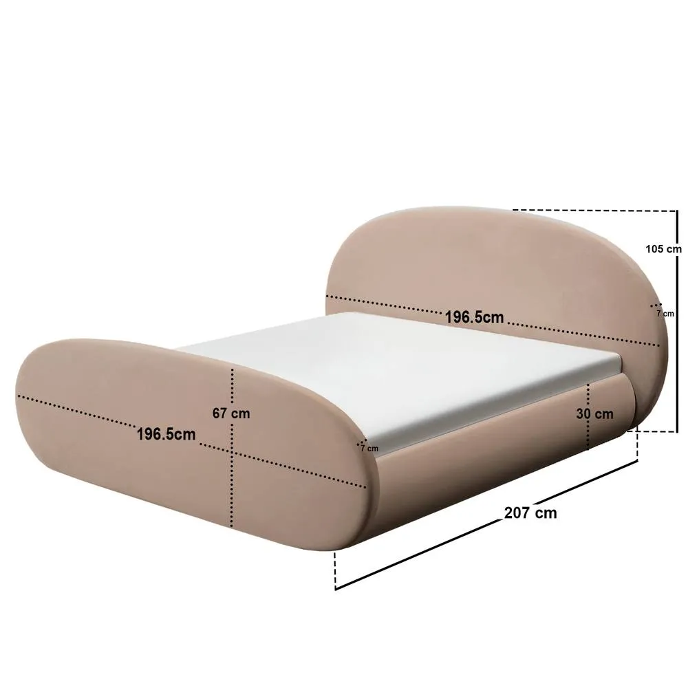 Flair Amos Oval Headboard Side Lift Ottoman Bed Beige Velvet 5