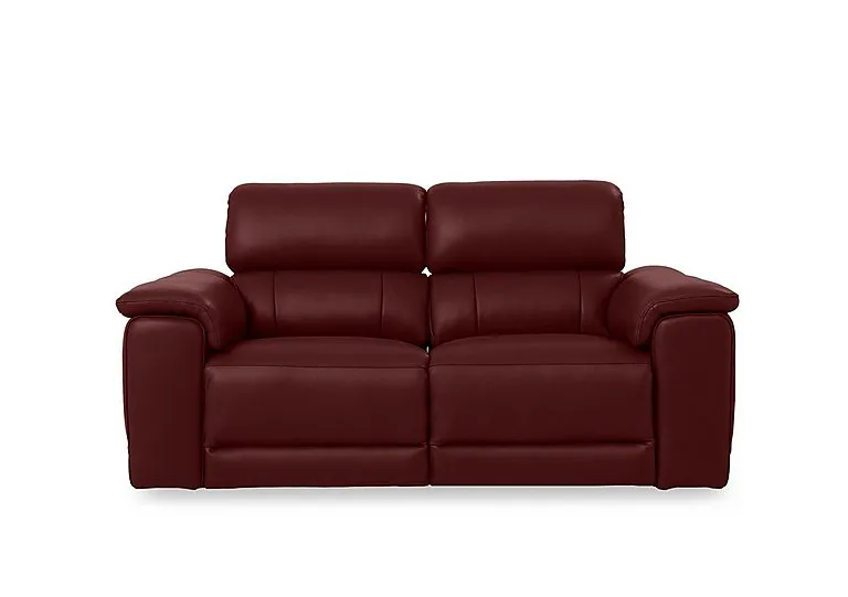 Genius Leather 3 Seater Power Recliner Sofa with Power Headrest and Bluetooth Speakers - Montana Ruby