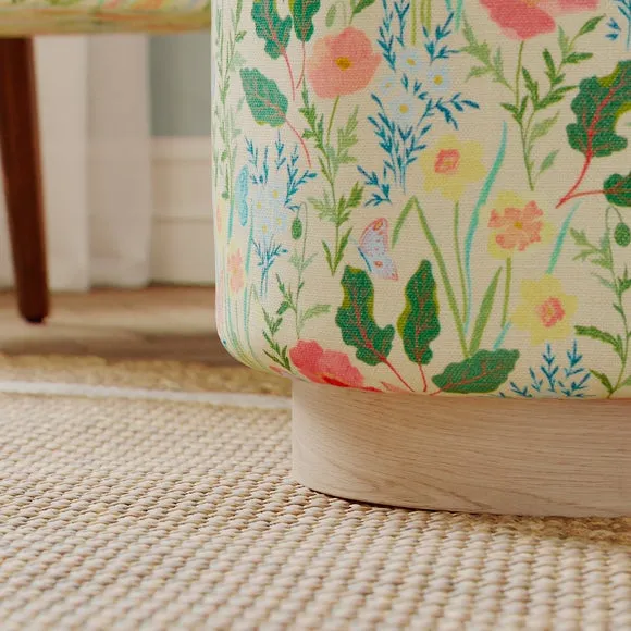 Round Spring Floral Print Storage Footstool 5