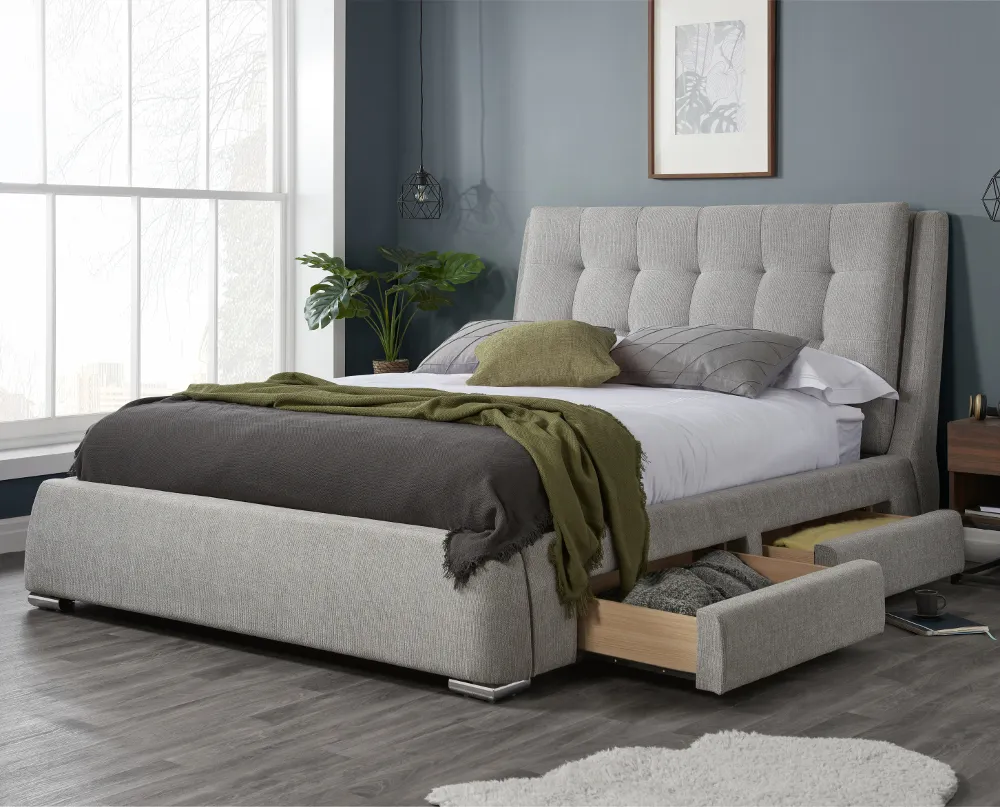 Soho Grey 4 Drawer Fabric Storage Bed Frame - 4ft6 Double