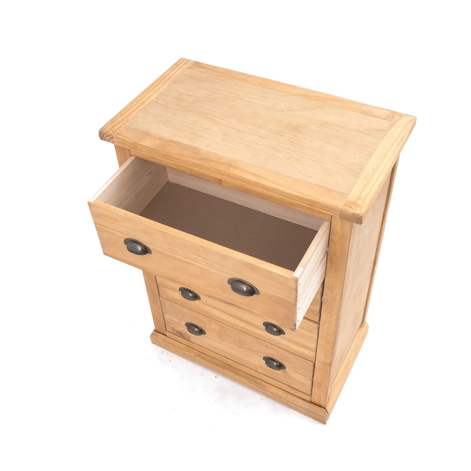 Cabinet Bits Lucca 4 Drawer Chest of Drawers Brass Cup Handle in Light Brown 4
