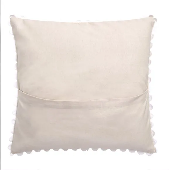 Ric Rac Trim Cotton Square Cushion Cover 4