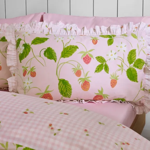 Catherine Lansfield Strawberry Frills Polycotton Duvet Cover & Pillowcase Set 2