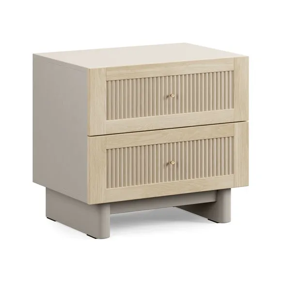 Maeva 2 Drawer Wide Bedside Table, Light Oak Effect 6