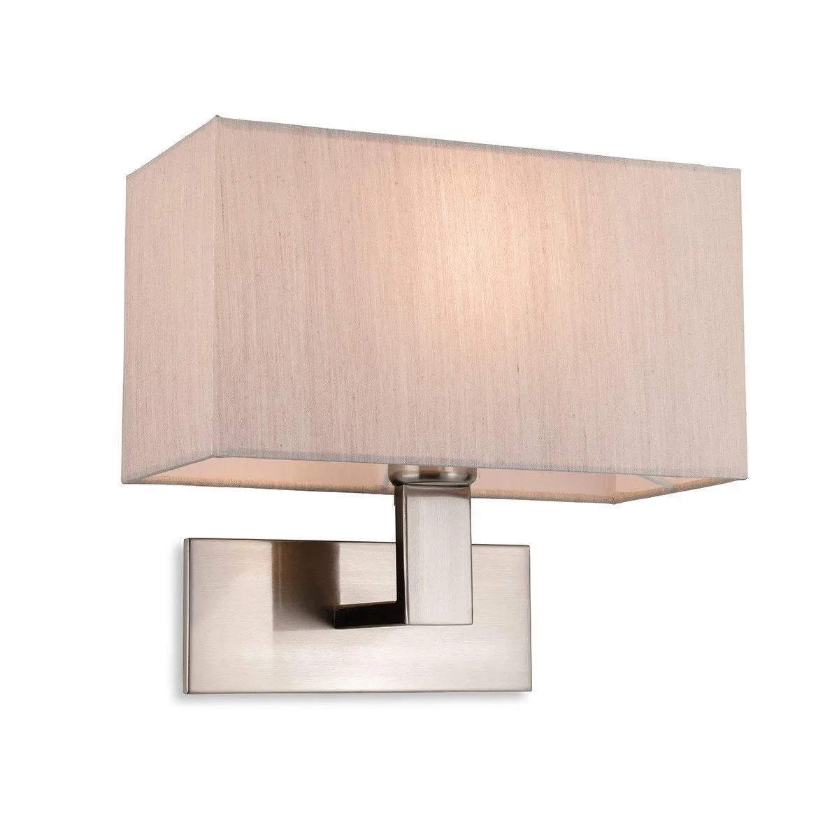 Netlighting Raffles Wall Lamp Brushed Steel with Rectangle Oyster Shade in Grey