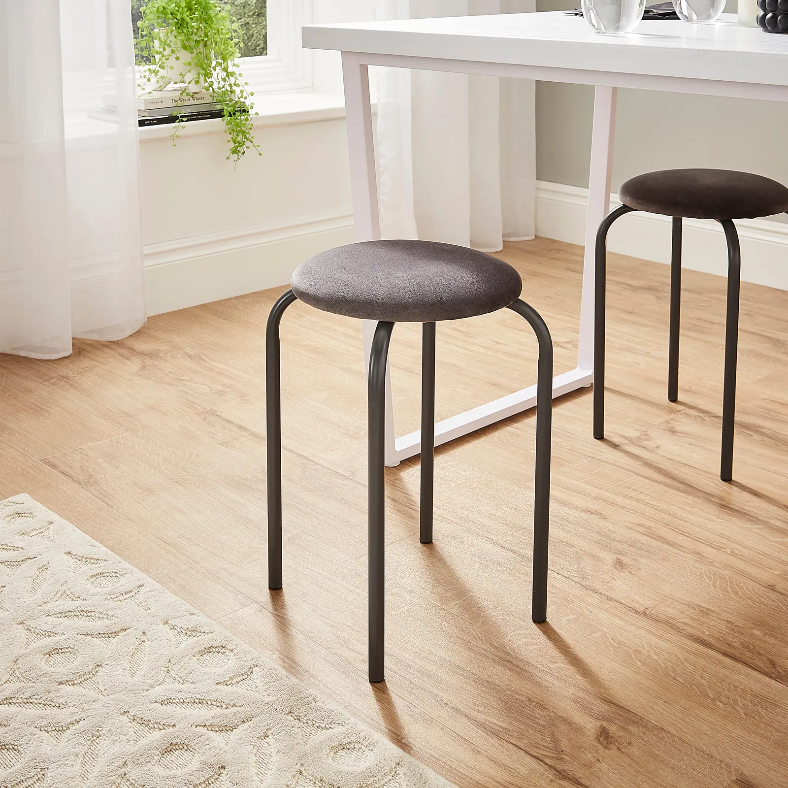 Verity Velvet Stacking Stool Grey