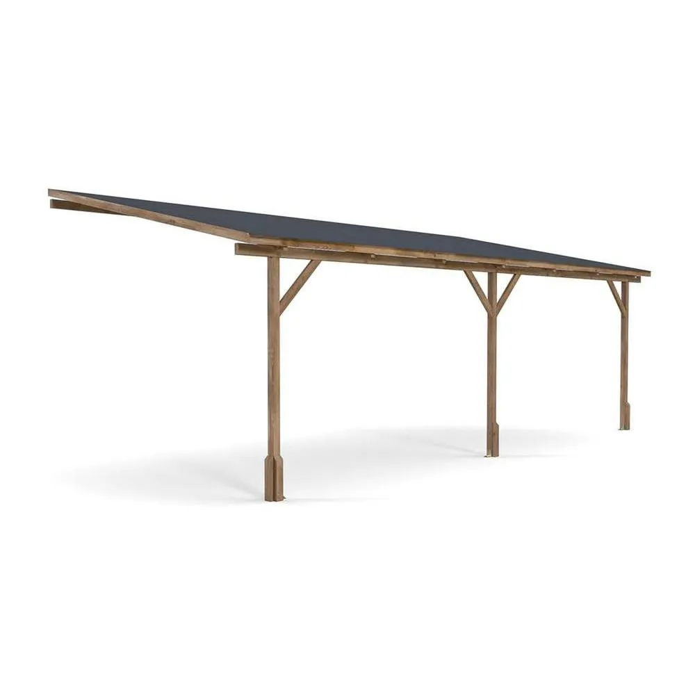 Dunster House Lean To Wooden Gazebo Wall Mounted 6m x 3m with Super Felt - Utopia in Brown