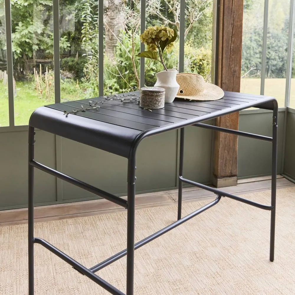sweeek 4-seater Metal Garden Bar Table in Dark Grey