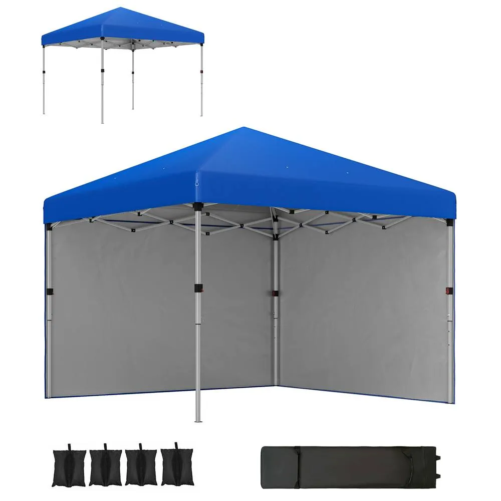 OUTSUNNY 3x3 (M) Pop Up Gazebo Party Tent w/ 2 Sidewalls, Weight Bags in Blue 2
