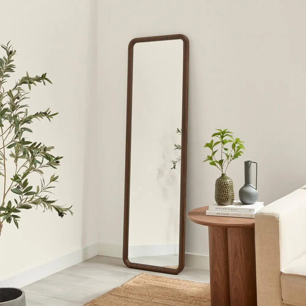 FurnitureboxUK Line Walnut Wood Full Length Rectangle 170x50cm Mirror