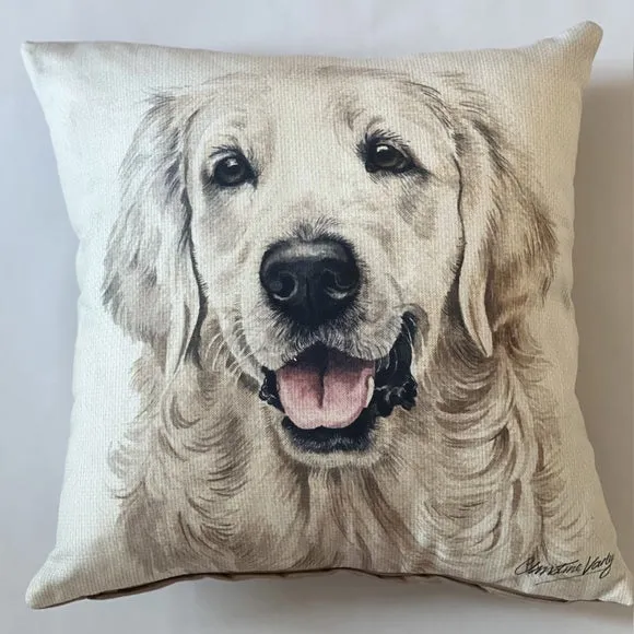 Christine Varley Golden Retriever Square Cushion 2