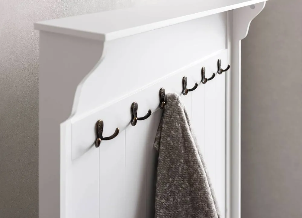Nöa and Nani Brittany Hallway Bench and Coat Hook Shoe Storage in White 2