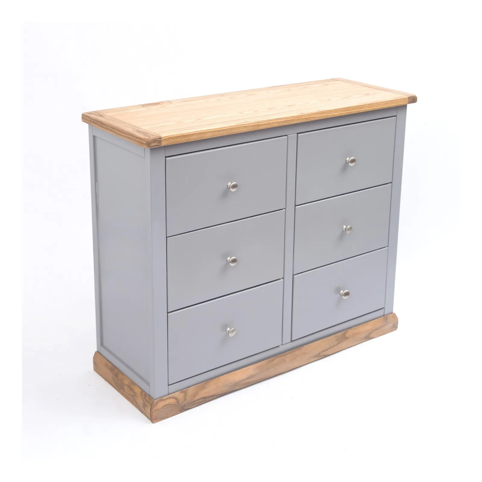 Cabinet Bits Biccari 6 Drawer Chest of Drawers Chrome Knob in Grey 3