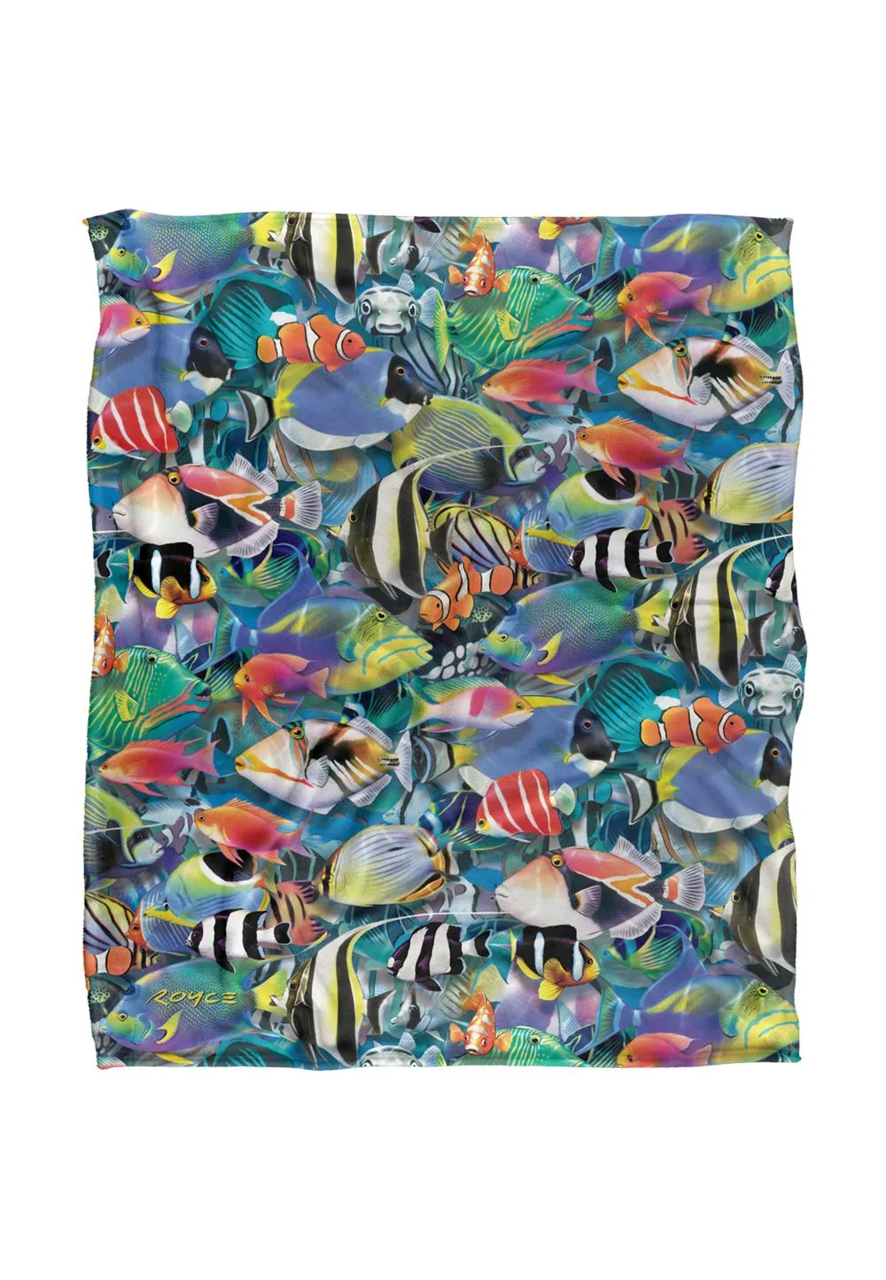 JQ Licensing Royce Mcclure Tropical Fish Jam Pattern Silky Touch Super Soft Throw Blanket 152 X 127 cm in White