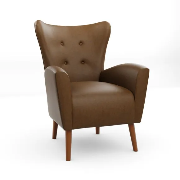 Sven Faux Leather Modern Wing Chair 6