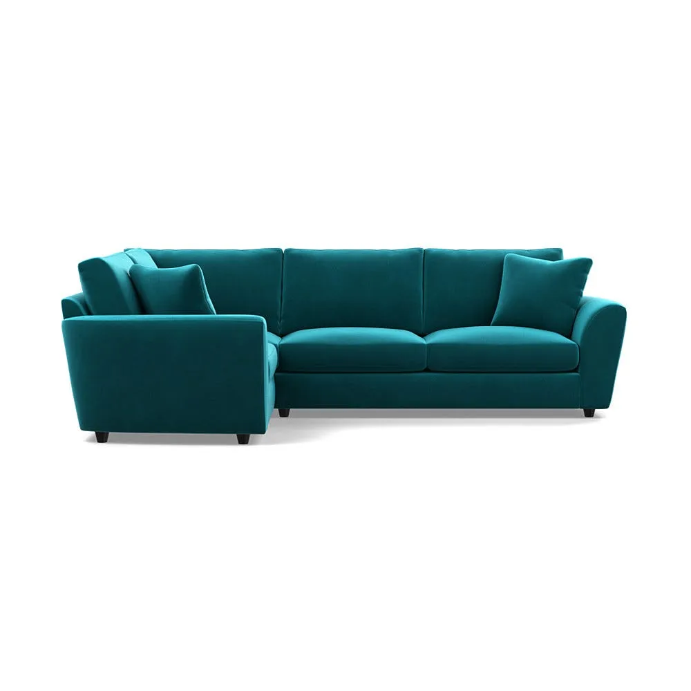 Heal's Snooze Left Hand Facing Corner Sofa Smart Velvet Petrol Black Feet 1