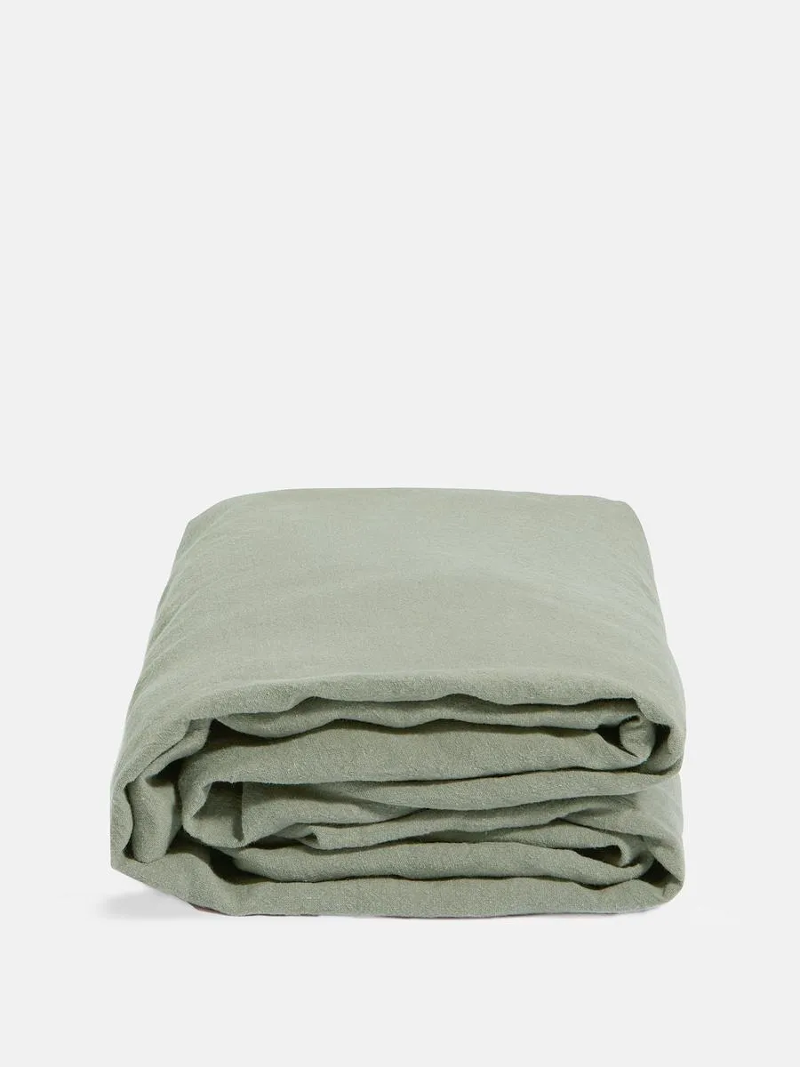 Luna Linen Fitted Sheet, Sage, King