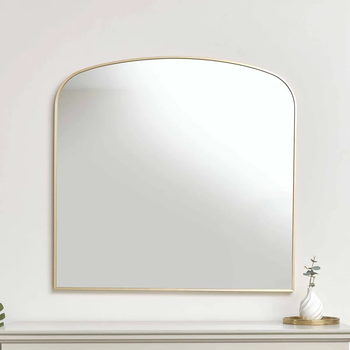 Melody Maison Large Gold Framed Arched Wall Mirror 92cm X 91cm in Metallic Gold