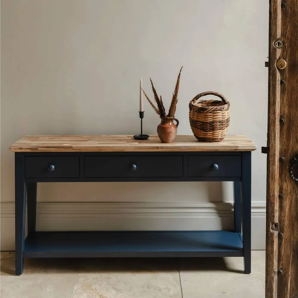 Statement Furniture Florence Large Console Table with 3 Drawers in Navy