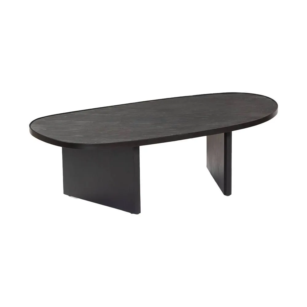 sweeek Oval coffee table mango wood & stone veneer in Black 2