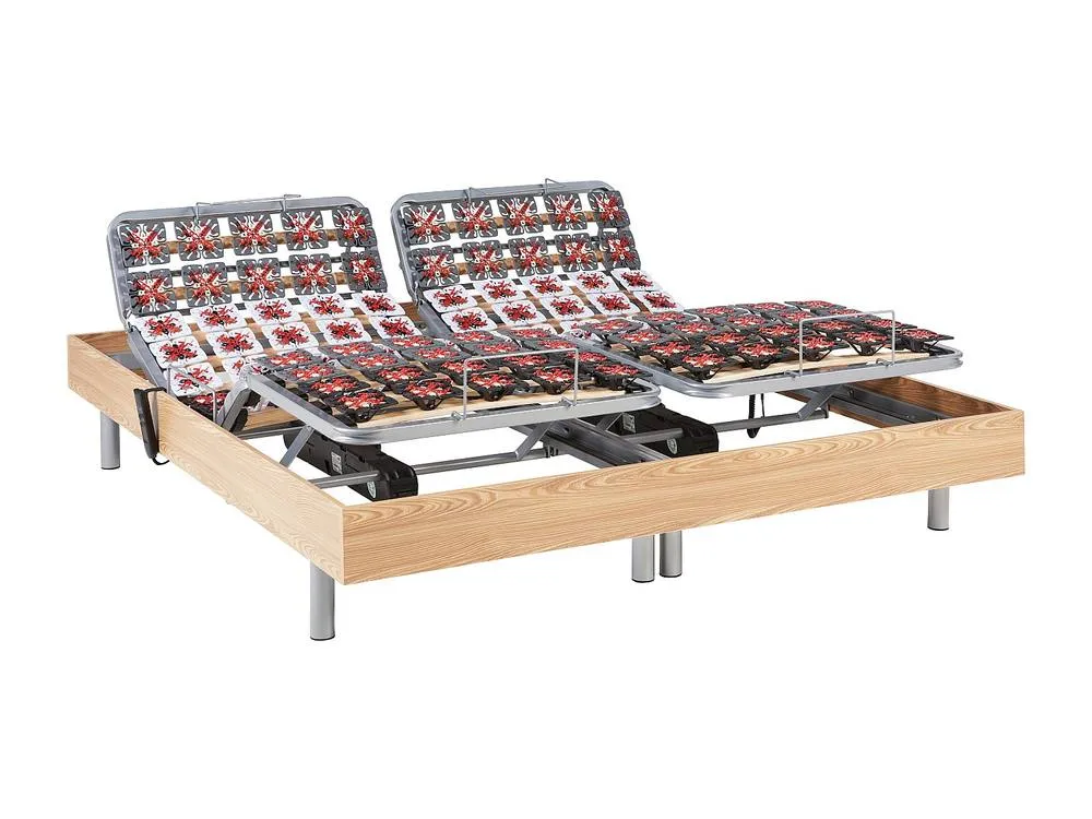 Vente-unique Electric Adjustable Bed Base 2X48 Natural Wood Decorative Pads - 2 X in Light Oak 5