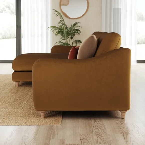 Hattie Matte Plush Velvet Corner Chaise Sofa 2