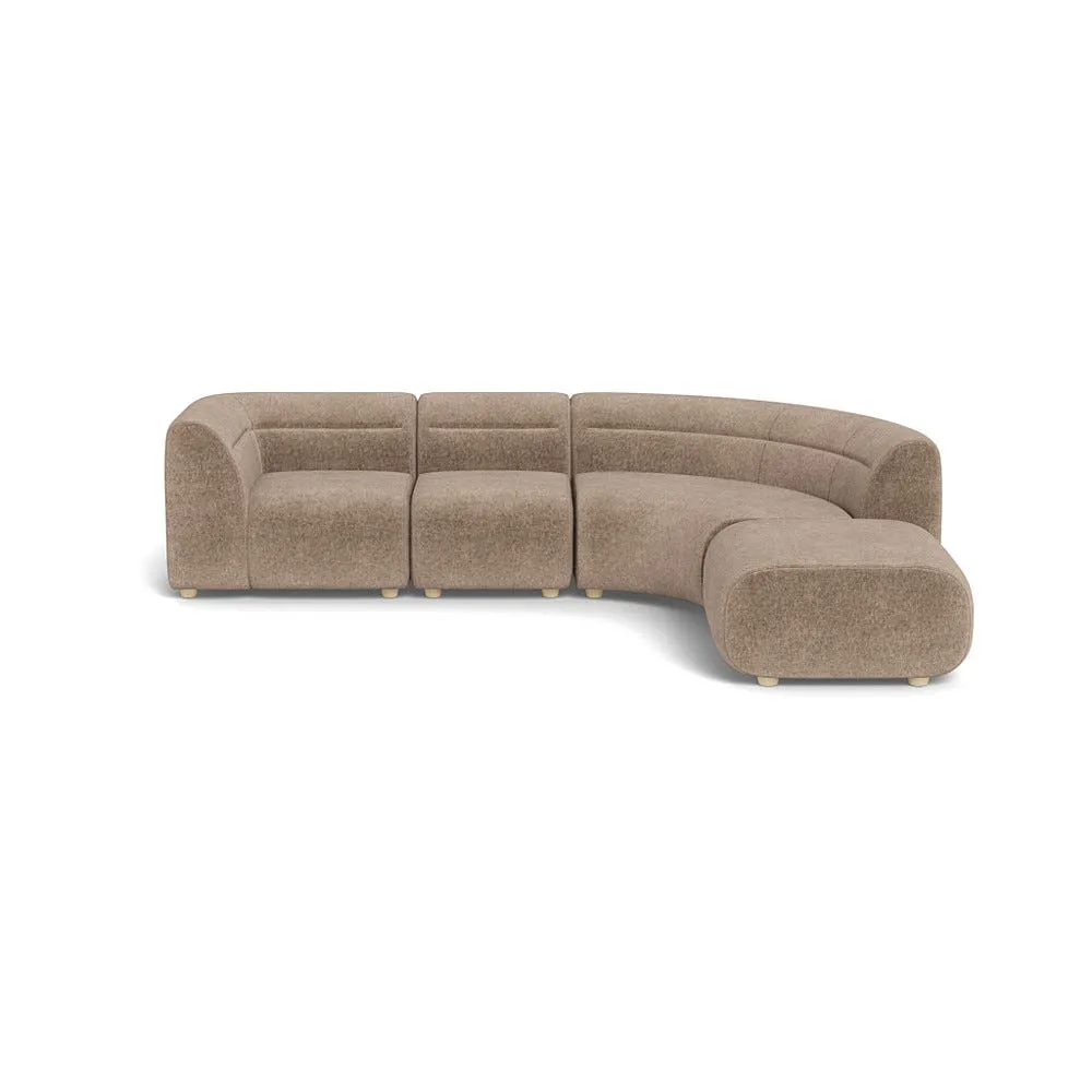 Heal's Lilli Right Hand Facing Curved Corner Sofa Boucle Velvet Rocky Natural Beech Feet 1
