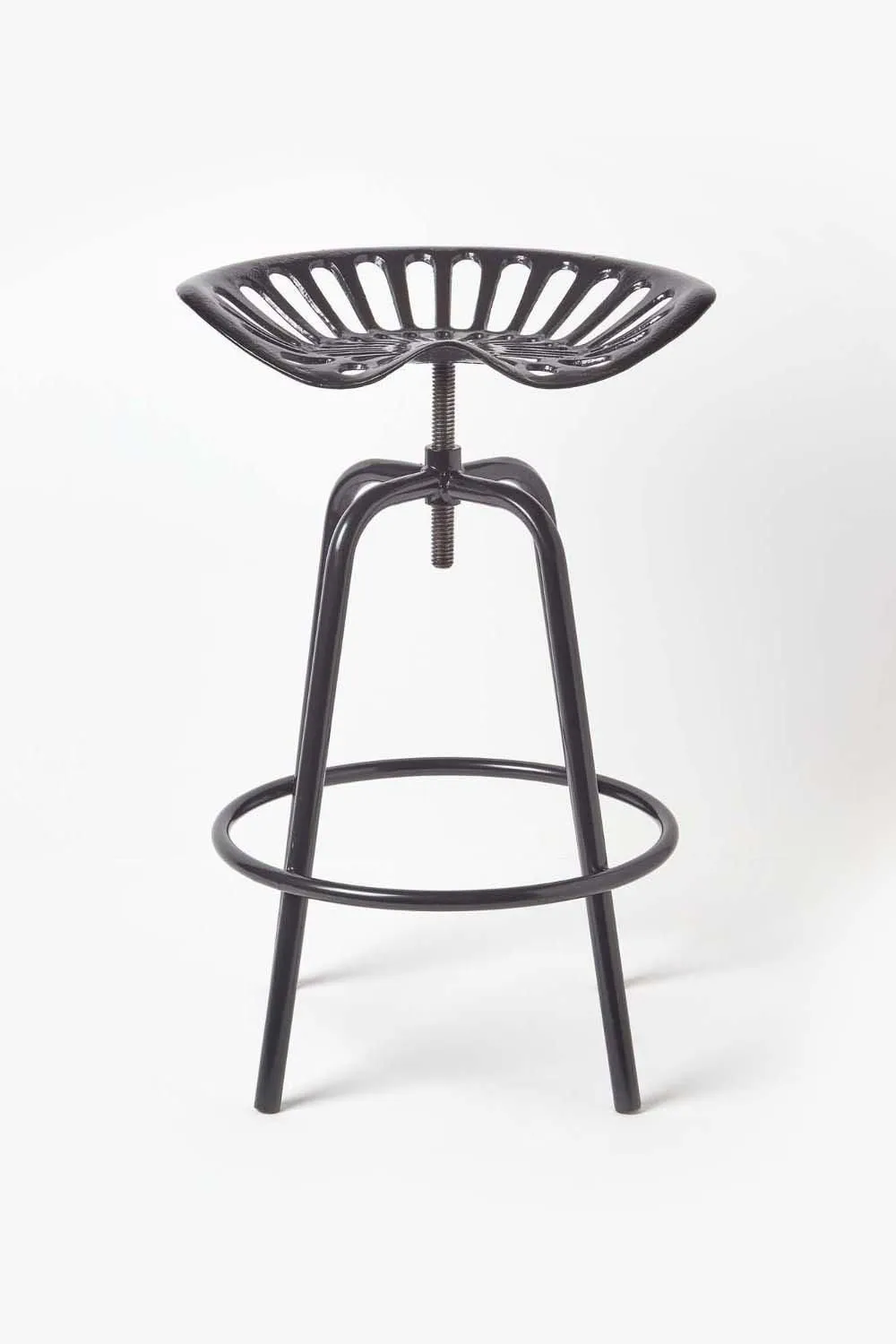 Homescapes Vintage Style Metal Adjustable Tractor Seat Bar Stool in Black 2