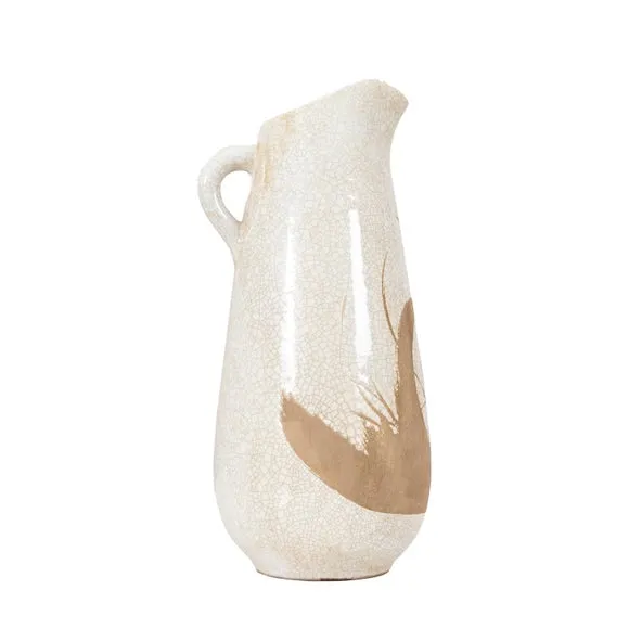 Gallery Direct Raleigh Pitcher Vase Reactive Whtebrown 175x160x370mm, Brown 4
