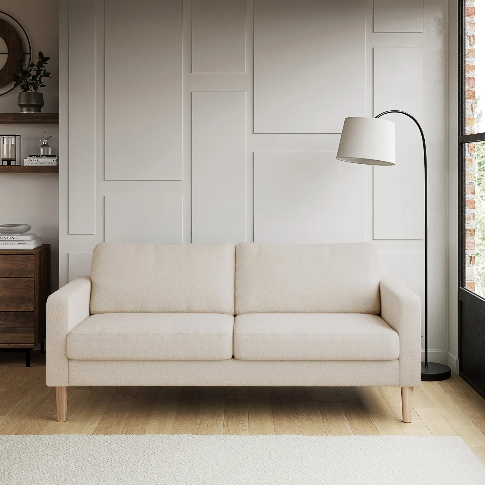 Jacob Sherpa 3 Seater Sofa Ivory