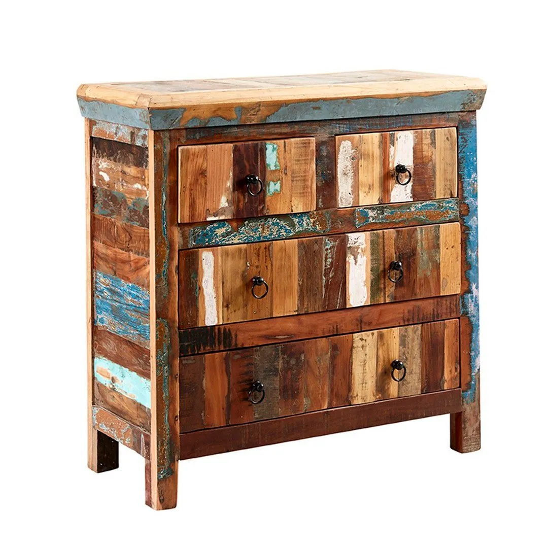Indian Hub Coastal 4 Drawer Chest - Wood - L40 x W90 x H90 cm in Brown