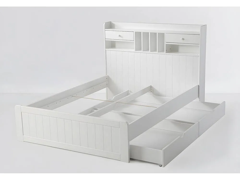Vente-unique Bed With Storage 140 X 190 Cm - White - MEDERICK 6