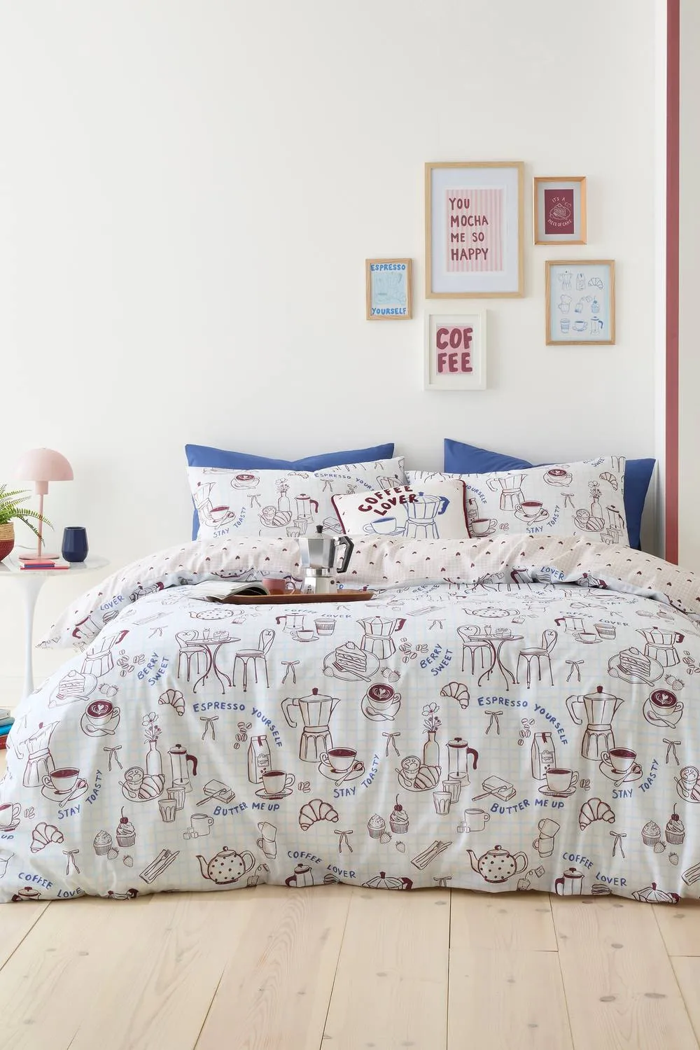 Fusion 'Coffee Club' Easy Care Duvet Cover Set in Blue 5