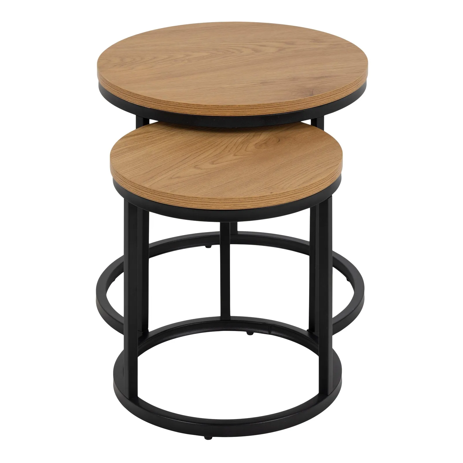 Furniture To Go Spiro Round Nest of Tables in Oak in Light Oak 2