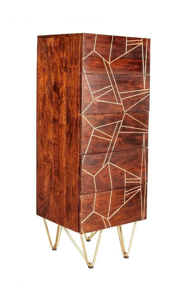 IH Design Tall Chest of drawers Deiondre Dark Mango in Brown 2