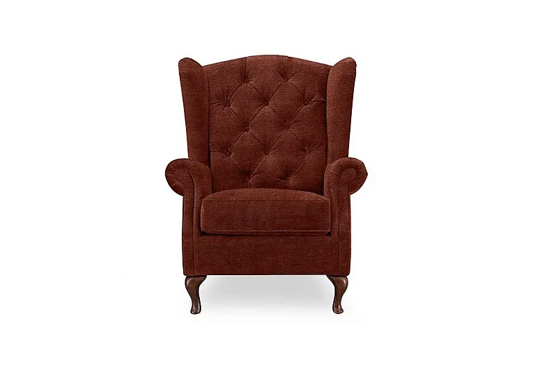 Harriet Fabric Wing Chair - Tawny with Walnut Feet