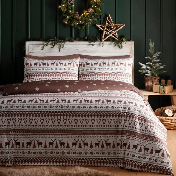 Fusion Christmas Fairisle Polycotton Duvet Cover & Pillowcase Set 1