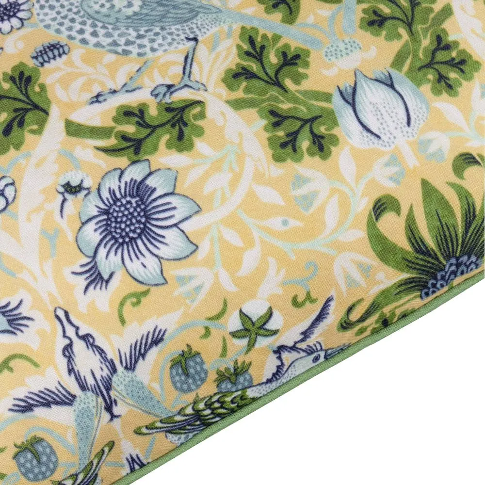 Morris & Co Strawberry Thief Piped Outdoor Cushion in Yellow 5
