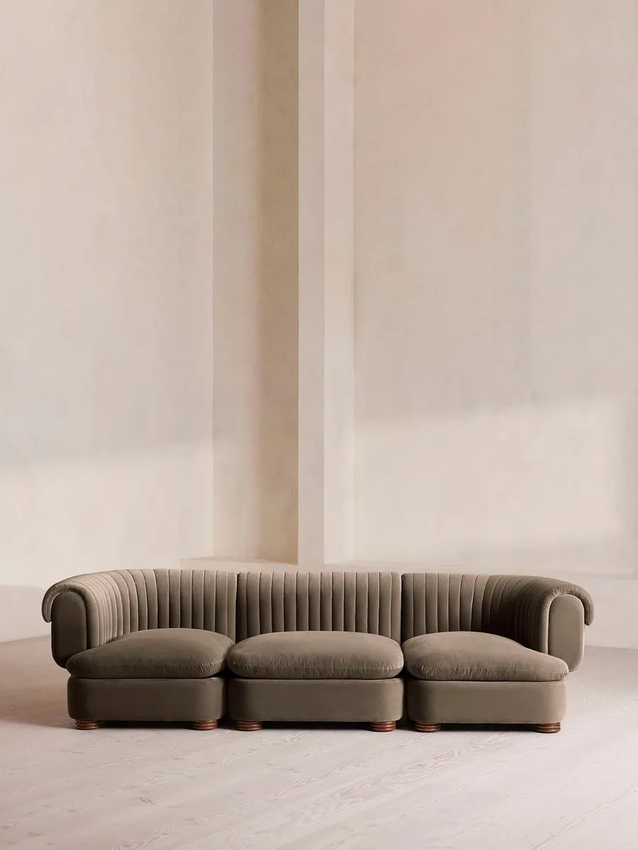 Rava Modular Sofa, Four Seater, Velvet, Taupe